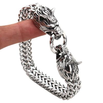 Cool Guy Locomotive Stainless Steel Wolf Head Bracelet Fashion Jewelry Exquisite Gift Men Bracelet