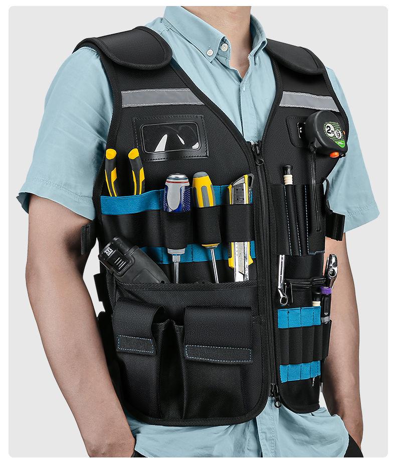 Electrician Multi-Pocket Reflective Tool Vest for Installation and Construction