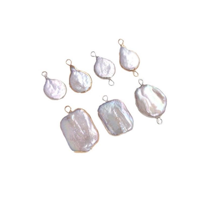 Natural Irregular Baroque Pearl Pendant: Double-Hole Square, Teardrop, Toothpick Bead for DIY