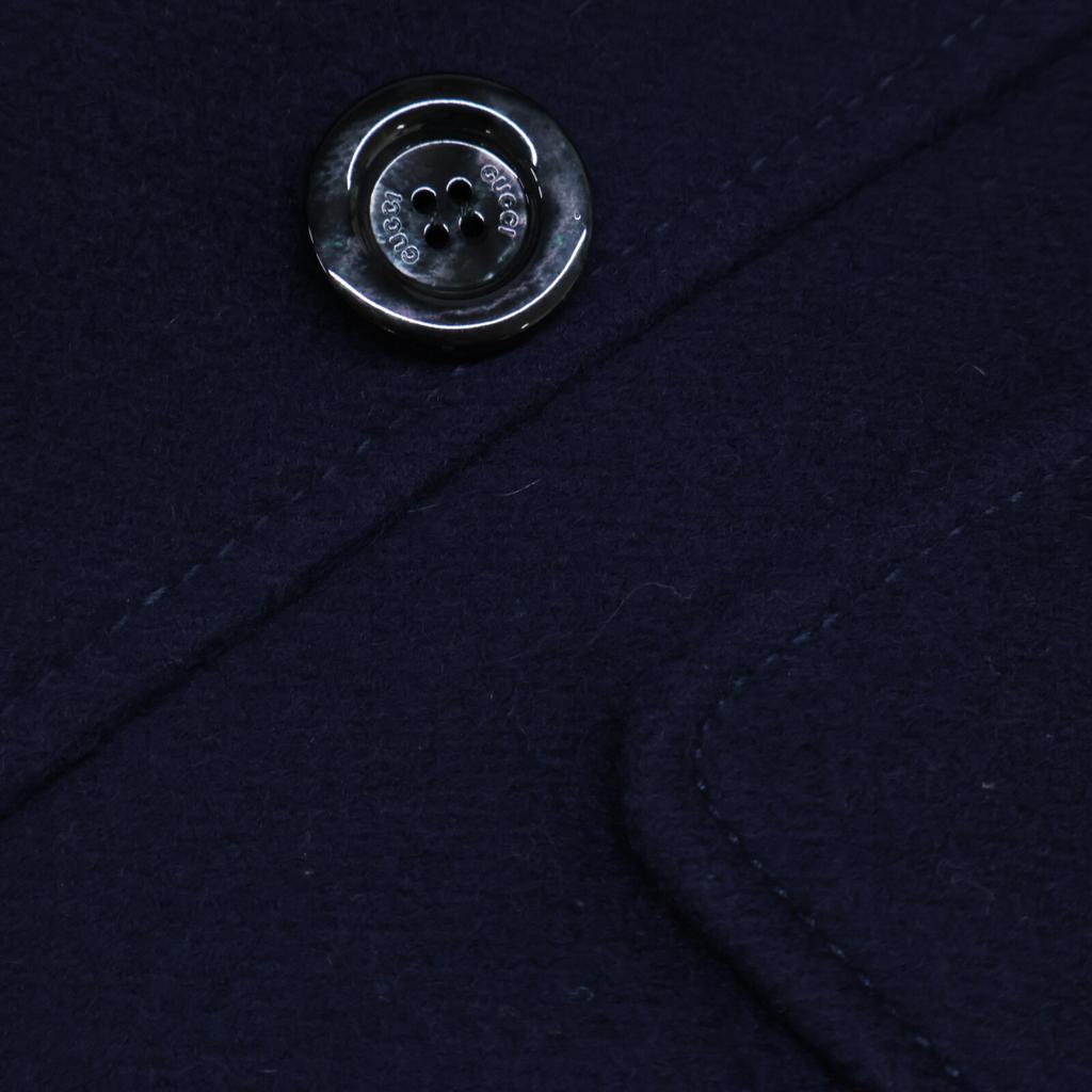 GUCCI 475970 Navy Wave Detail Wool Single Coat coat 38 NavyUsed