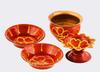 Dekoratives rotes und goldenes Stahl-Karwachauth-Thali-Set - Channi, Kalash, Diya, Schalen & Kumkum-Box für Feste, Vrat & Rituale