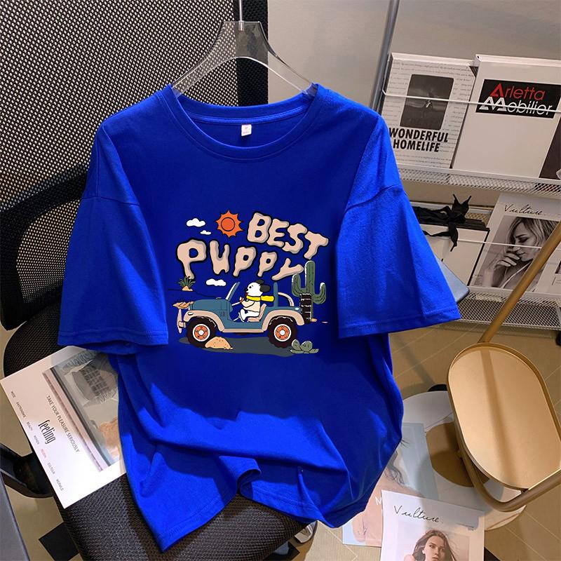 

Summer white cartoon short-sleeved t-shirt women s pure cotton 2025 new design niche crew neck t-shirt top XXXL