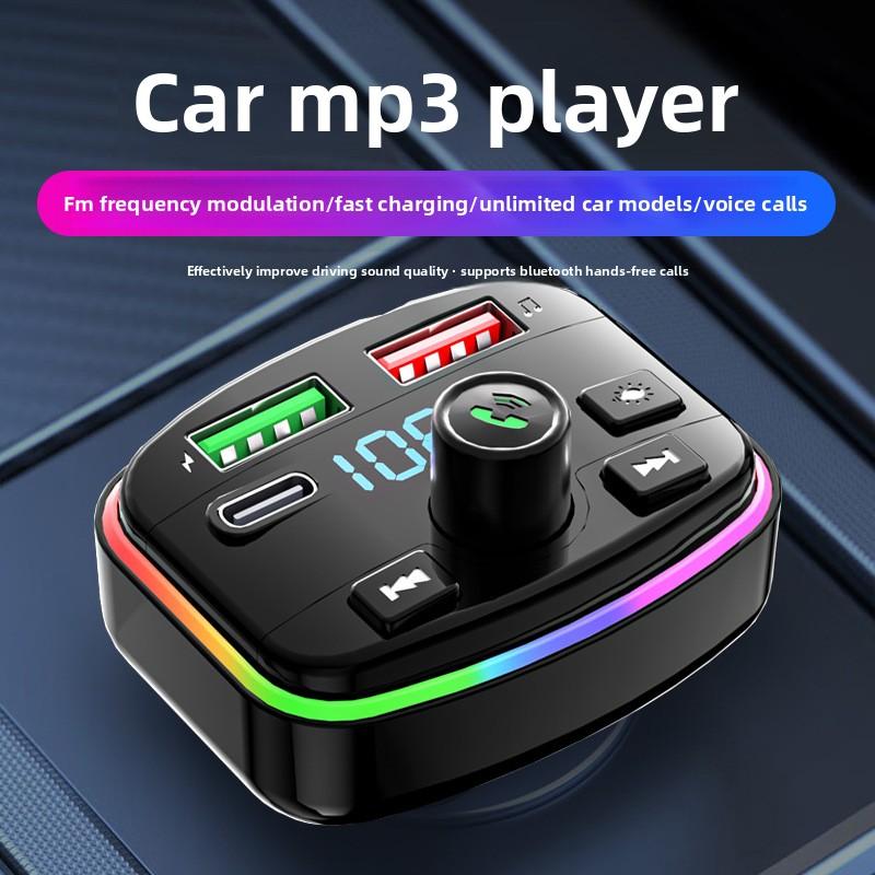 Car MP3 Bluetooth 5.0 FM Transmitter Dual USB 3.1A PD Type-C Fast Charger Colorful Ambient Light Car Accessories Player Kit