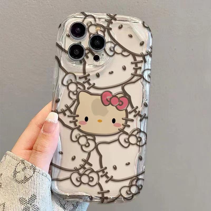 Lines dumbfounded kt cat applies to Apple 16PRO mobile phone case iPhone14promax transparent 15 soft 13 cute x