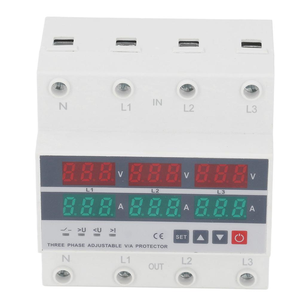 Under Over Voltage Protector 63A,   Reset Protector with Flame Retardant Casing for   Appliance, Real Time Display, Easy Installati