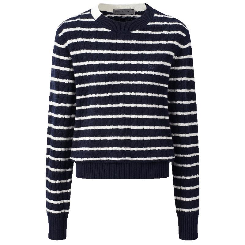 GIOVANNI VALENTINO Women's Striped 100% Wool Round Neck Sweater