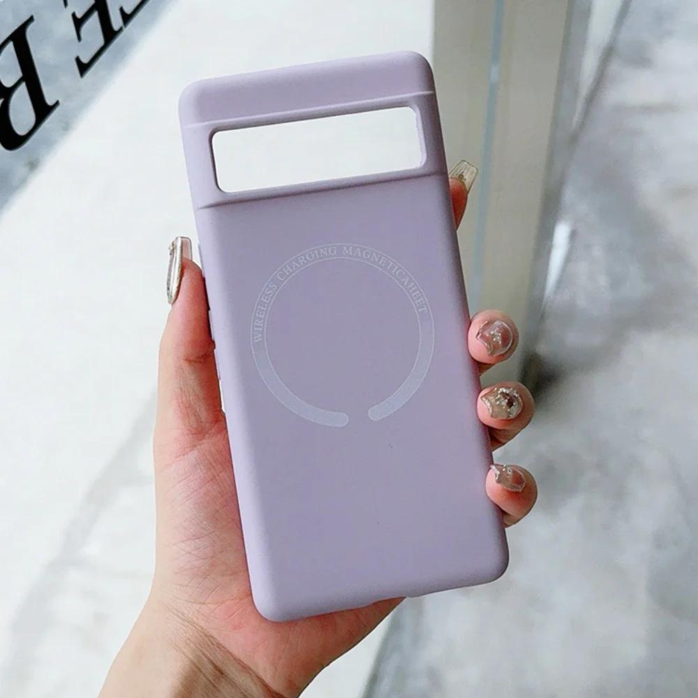Magnetic Liquid Silicone Phone Case For Google Pixel 9 Pro XL 8 8A 7A Pro 6A 5A Matte Shockproof Cover For Google Pixel 8 7 Pro