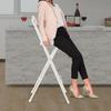 White Portable Folding Chair(70cm Sitting Height,275.58lbs Carrying Capacity), Simple Decorative High Stool For Bar & Restaurant