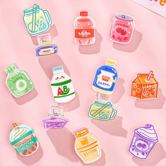 2Pcs Double-Sided Binder Clip Creative Drinks Memo and Snack Bag Clips