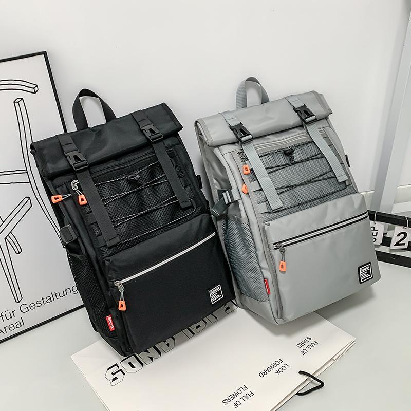 Drawstring hemming student schoolbag 2023 locomotive Korean version hip-hop style sports fitness backpack