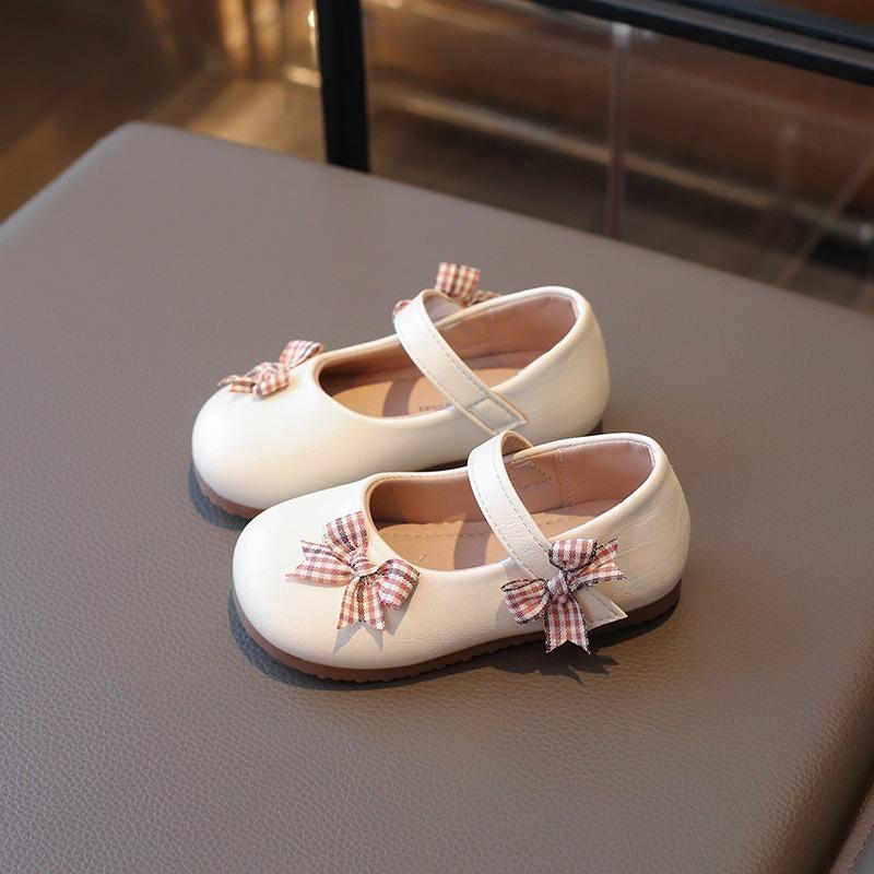 Cute Bowknot Girls' Leather Shoes | Fashionable Baby Princess Flats, Simple Casual Footwear for Toddlers Wedding Shoes
