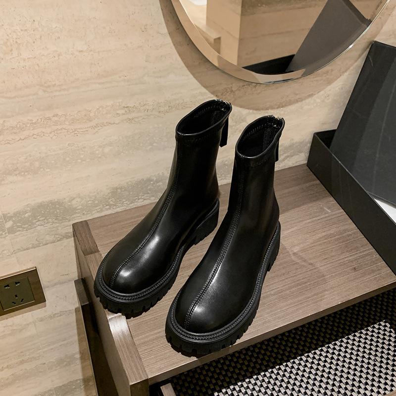 Huizhou kortkängor dam tjock klack Martin kängor vind tunna kängor dam tjockbottnade riddarkängor damkängor