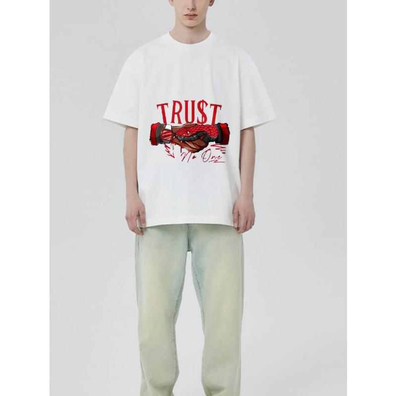 Černé tričko s červenou hadí rukou a potiskem Trust No One pro běžné nošení