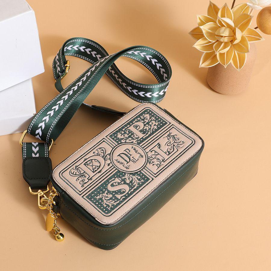 IELGY Ladies Retro Style Letter Wide Shoulder Strap Simple Shoulder Crossbody Bag