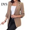 Button Sleeve Blazer Women Suit Coat Autumn Winter Long Sleeved Cardigan Lined Jacket Casual Lapel Solid Color for Business Daily Wear