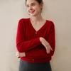 Women's V-neck Pure Cashmere Knit Cardigan - Soft & Fluffy Autumn/Winter Layer