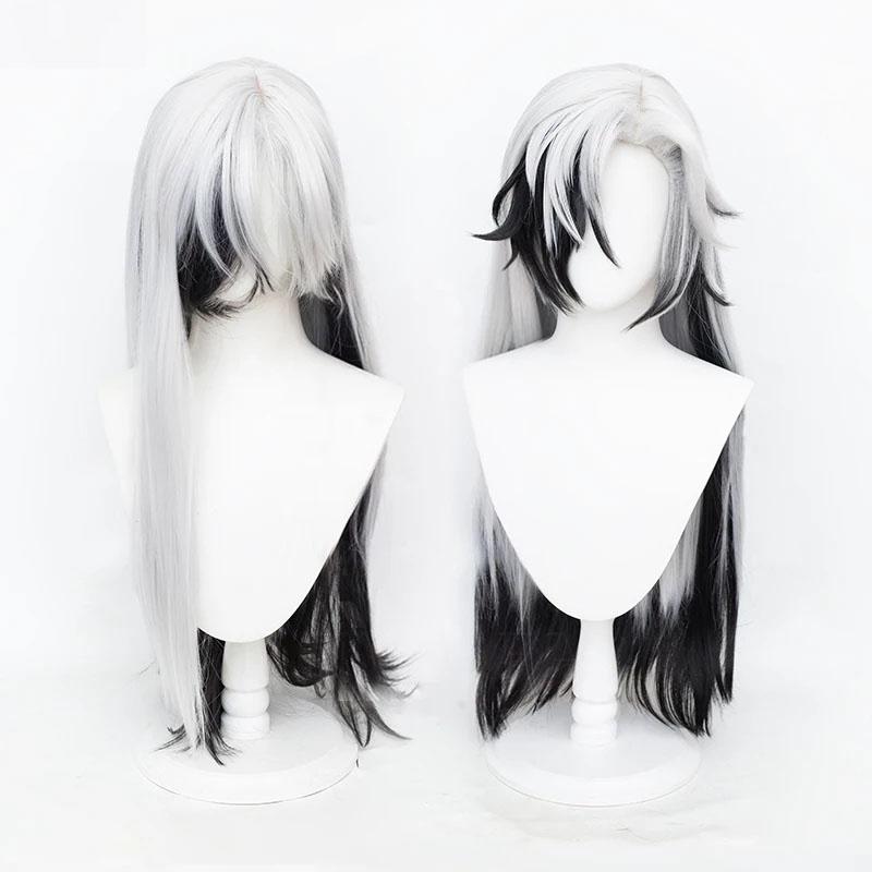 Boothill Cosplay Wig Anime HSR Boothill Silver White Black Mixed Long Heat Resistant Synthetic Hair Anime Wigs + Wig Cap