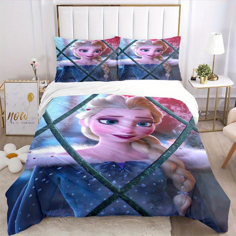 3pcs Elsa Frozen Princess Quilt Cover Set - Soft and Cozy Bedroom, Guest Room and Dorm Decorative Bedding 3-Piece Set 1 Quilt Cover + 2 Pillow Sh