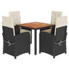 VidaXL Ensemble à Manger de Jardin avec Coussins 5 pcs, Chaises et Table de Patio, Meubles de Terrasse, Moderne, Noir Résine 3212469