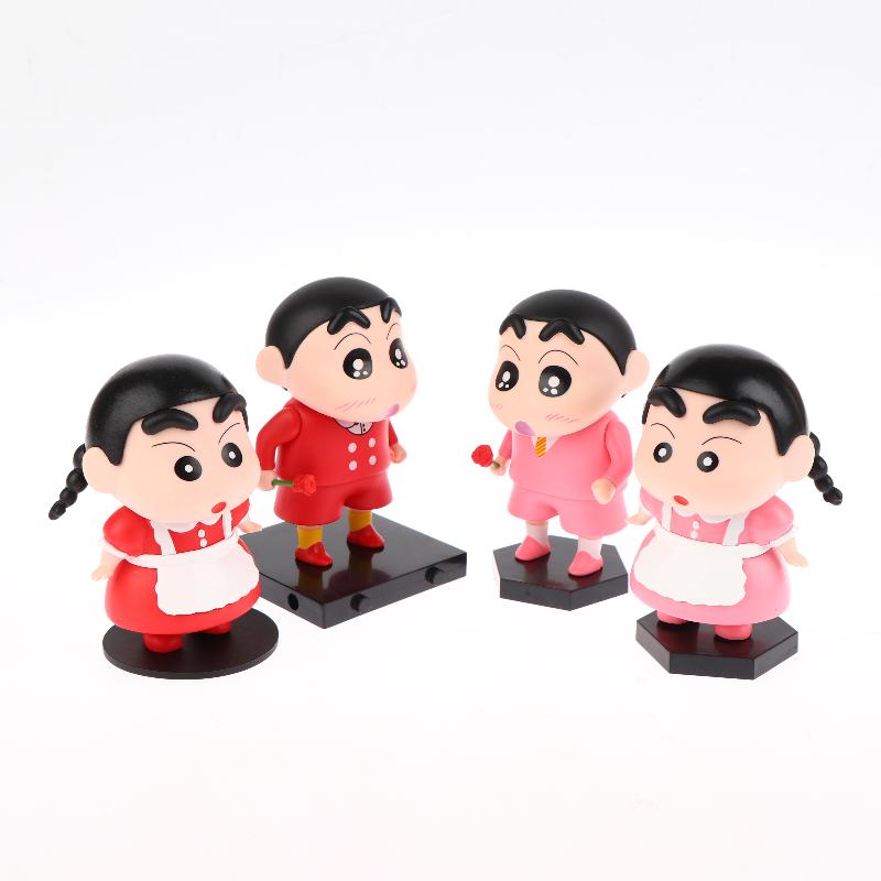2Pcs/Set Crayon Shin Chan Anime Figures Cute Cartoon Pvc Figure Doll Ornament Desktop Decoration Couple Collectible Gifts