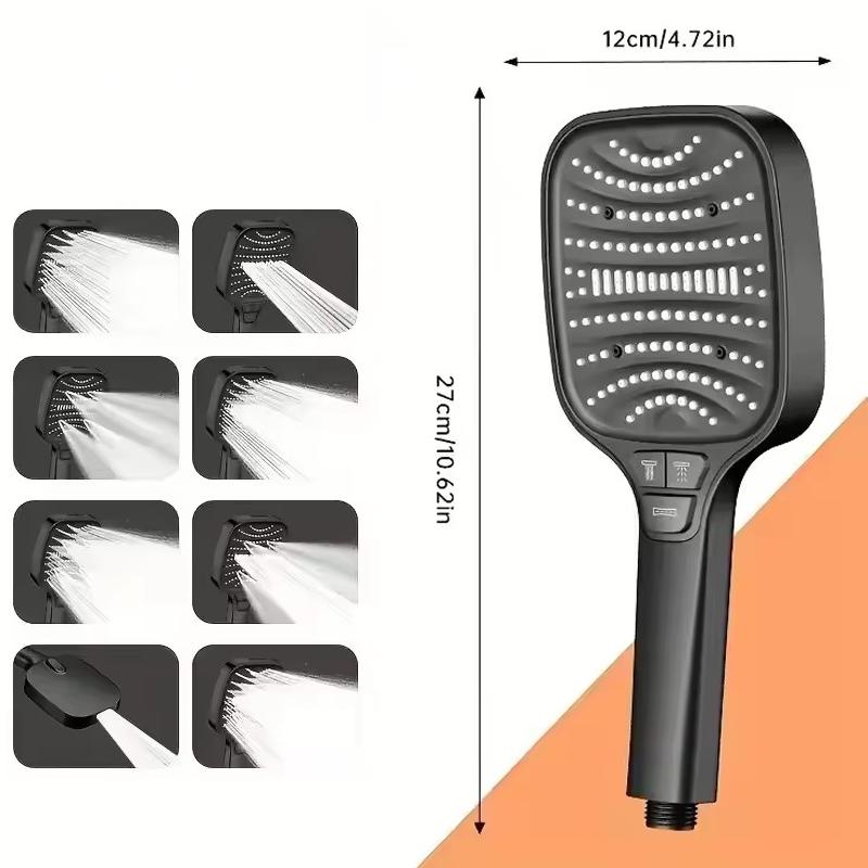 High Pressure Shower Head 7 Modes Big Panel Showerheads Water Saving One-Key Stop Water Spray Nozzle Bathroom Faucet Accessorie