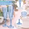 Light Blue Crystal Champagne Flutes - Textured Stemmed Glassware for Wedding, Party & Home Bar