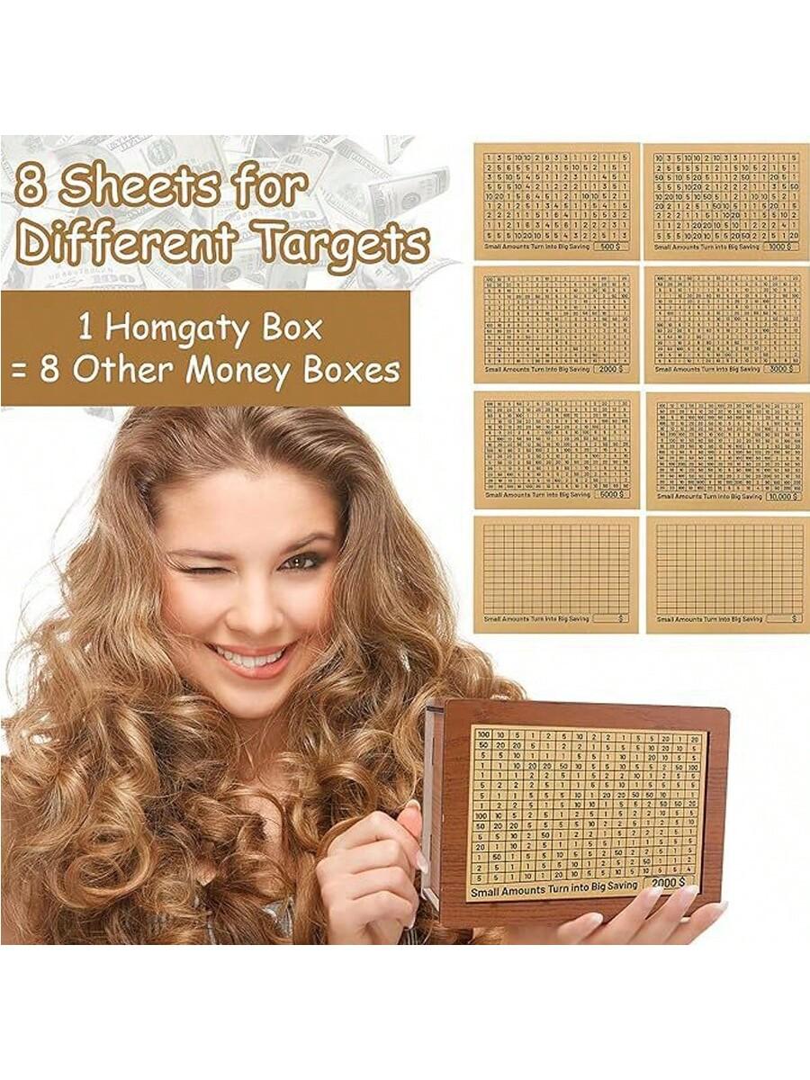 

1000/2000/3000/5000/10000 евро Деревянная копилка с цифрами для проверки Копилка с целевой копилкой помогает привычке экономить