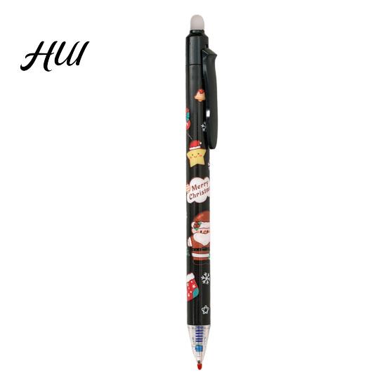 Festive Erasable Ink Pen Christmas Gel 0.5mm Retractable Pens with Eraser Tips School Office Supplies Plastic