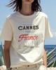 Cannes Frankreich Segelclub T-Shirt Nautisches Grafik-T-Shirt Küsten-Französische Riviera Stil Retro Segelshirt Unisex Weiches Baumwoll-T-Shirt