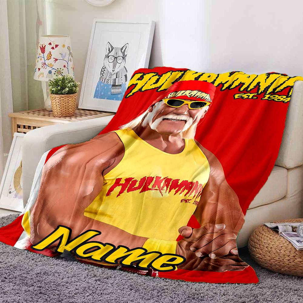 Customiz Name Personality Hulk Hogan Blanket Soft &Warm Sofa Office Bed Travel Lunch Break Blanket, Gift Suitable All Seasons