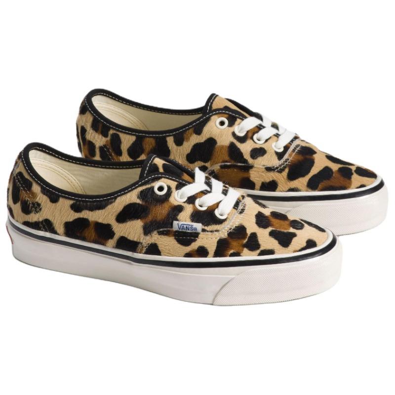 Vans Premium Authentic Pony Hair Leopard Comfort Fit Unisex Skate Shoes Tan Brown VN000EK4UOV