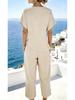 European & American Women's Fashion: Solid Color Irregular Short Sleeve Summer Set