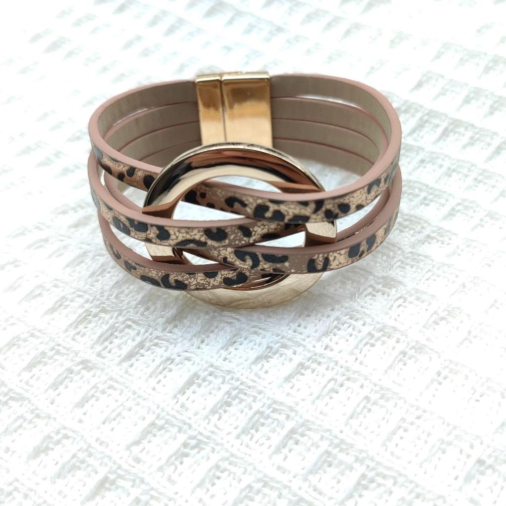 Trendy Leather Cross Bracelet with Magnetic Buckle: Chic Jewelry for Women