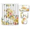 Painted Flowers Bathroom Shower Curtain Floor Mat Toilet Cover Foot Mat Four-Piece Pattern Size Fixed Zhi
