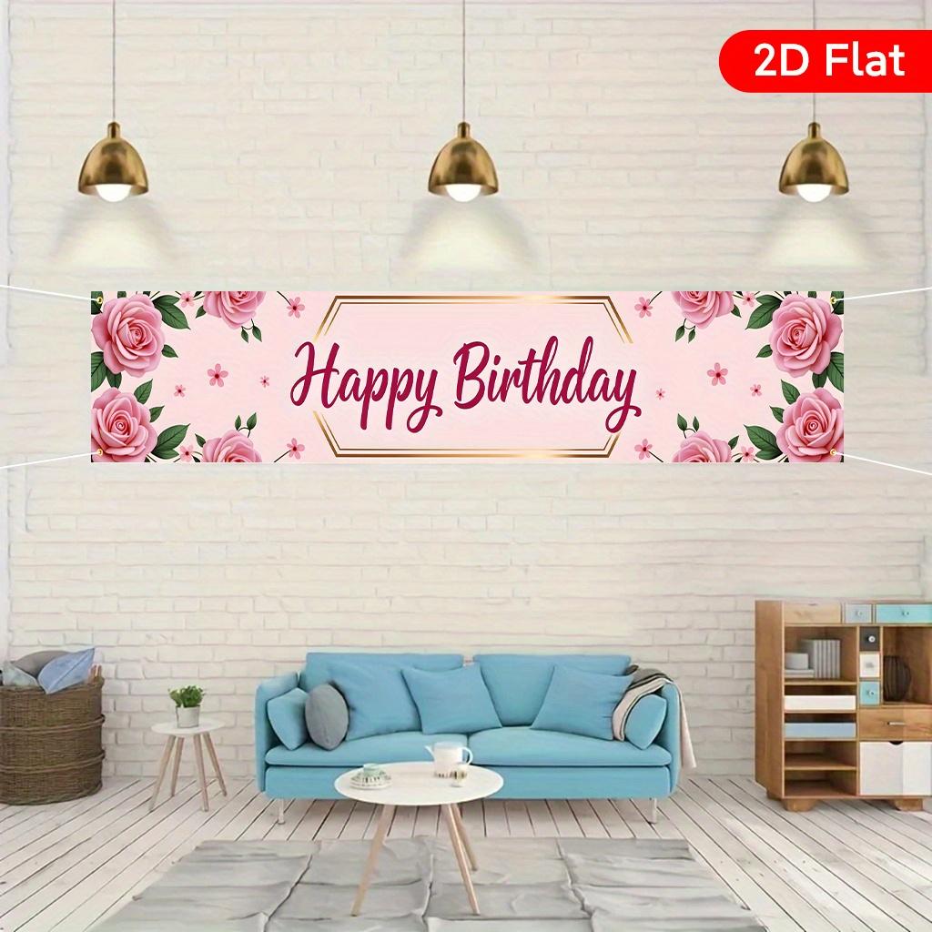 Happy Birthday Floral Banner, Floral Design Large Yard Display, Polyester Outdoor Birthday Anniversary Decoration