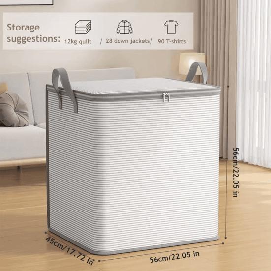 100/150/180/210ML Extra Large Clothes Storage Bag with Handle Heavy Duty Foldable Clothing Storage Bin with Lid Quilt Blanket Bedding Organizer Box