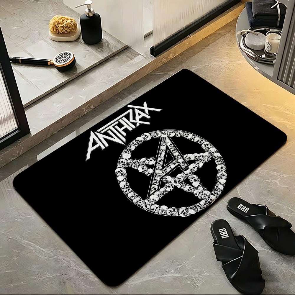 Music A-Anthrax Floor Mat Soft Flannel Entrance Door Mat Non Slip Absorbent Bathroom Bedroom Floor Rug