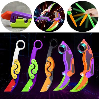 Nový 3D tištěný gravitační nůž s drápem Hračka pro úlevu od stresu Butterfly Fidget Hand Gripper Senzorická hračka Skládací nůž s drápem Ředkvička na dárek