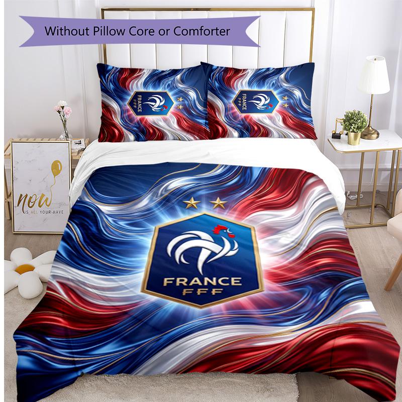 France Football Bedwäsche Set 3-teilig Gemütliches Atmungsaktives Bettbezug Set als Einweihungs-Urlaubsgeschenk
