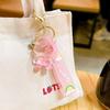 Cartoon Acrylic Oil Quicksand Cherry Blossom Bear Keychain Schoolbag Pendant Couple Car Key Chain Pendant Gift
