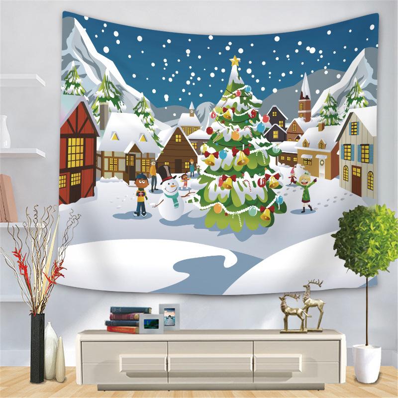 Weihnachtsserie Wandteppich Digital bedrucktes Hängetuch Schneemann Elch Wandteppich