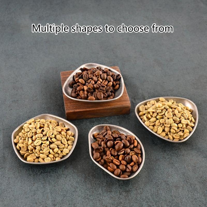 4 Pack Coffee Bean Weighing Plate Functional Coffee Dosing Tray Metal Tray Coffee Bean Plate Gift for Coffee Enthusiasts