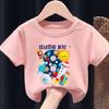 New Boys and Girls Clothing Outer Space Rocket Planet Printed Childrens Tshirt Birthday Round Neck Summer polyester fabric