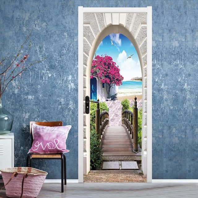 Spray Pattern DIY Door Wall Stickers Home Decor Living Room Children Room Porch Removable Waterproof Self-adhesive Wall Paster