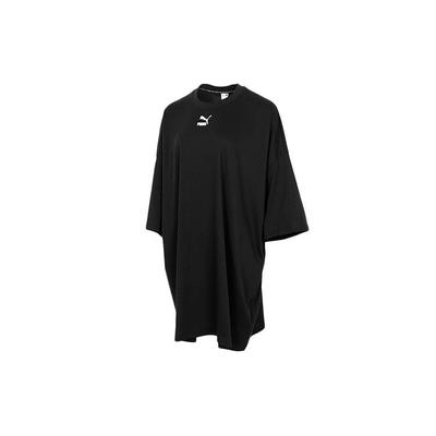 Logo Lässig Sportlich Komfortabel Atmungsaktiv Kordelzug Pullover Kurzarm Kleid Damen Kleid Schwarz 532285-01