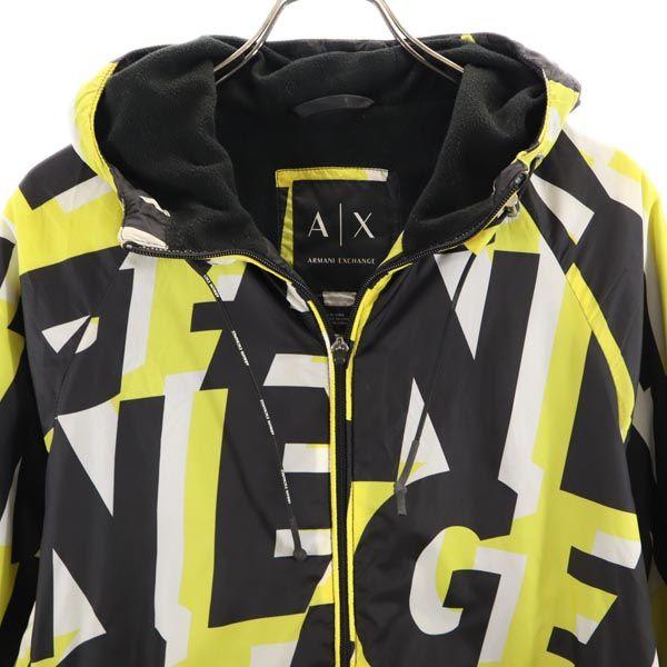 Armani Logoprint Mit Kapuze Jacke M Gelb x schwarz Fleecefutter Pullover Herren Gebraucht