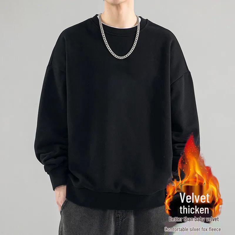 

XL-8XL Men s Heavyweight Crewneck Sweatshirt: Trendy American Style Hoodie for Spring/Autumn, Loose Fit Top, Couple s Jacket. XL