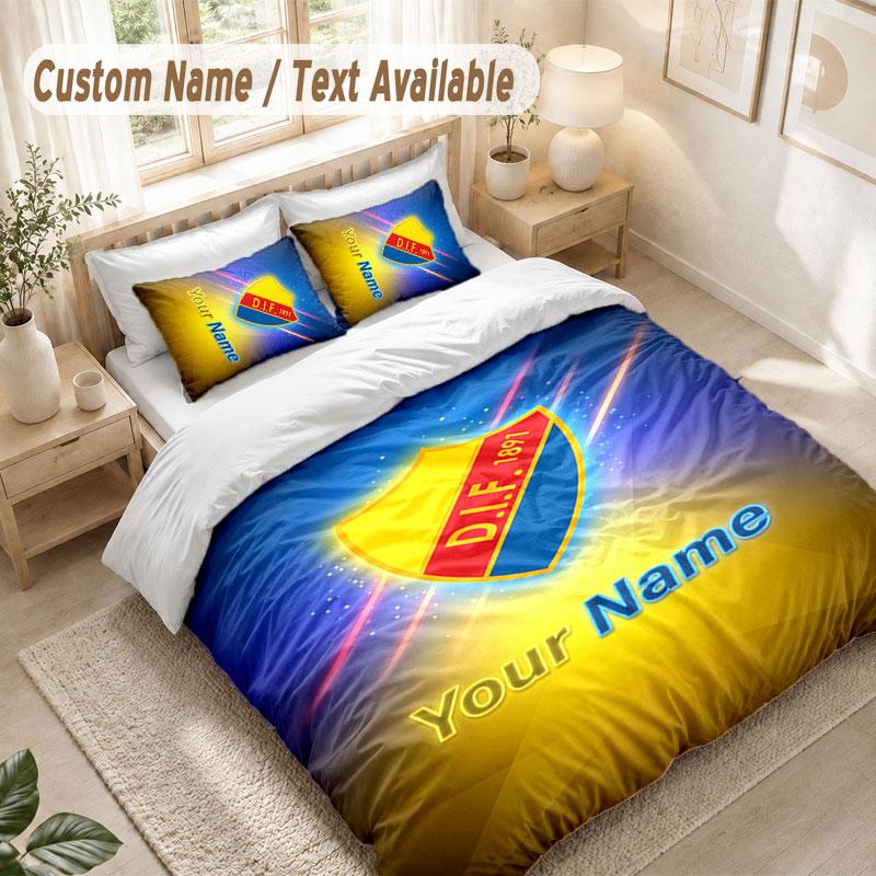 Custom Name Bedding Set 3 PiecesDjurgårdens IF Print Duvet Cover + 2 Pillowcases Soft Bed Decor
