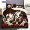 Dalmatian and Rose Pattern Bedding Home Decoration Birthday Gift (1 * duvet cover + 2 * pillowcase, without core)