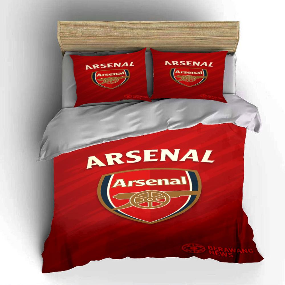 Ensemble de literie logo Arsenal rouge Ensemble de housse de couette Housse de couette Taies d'oreiller Décoration de la maison (1 * Housse de couette 2 * Taies d'oreiller, sans couette)